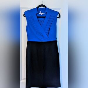 Calvin Klein Blue and Black Midi Dress (Size 4)